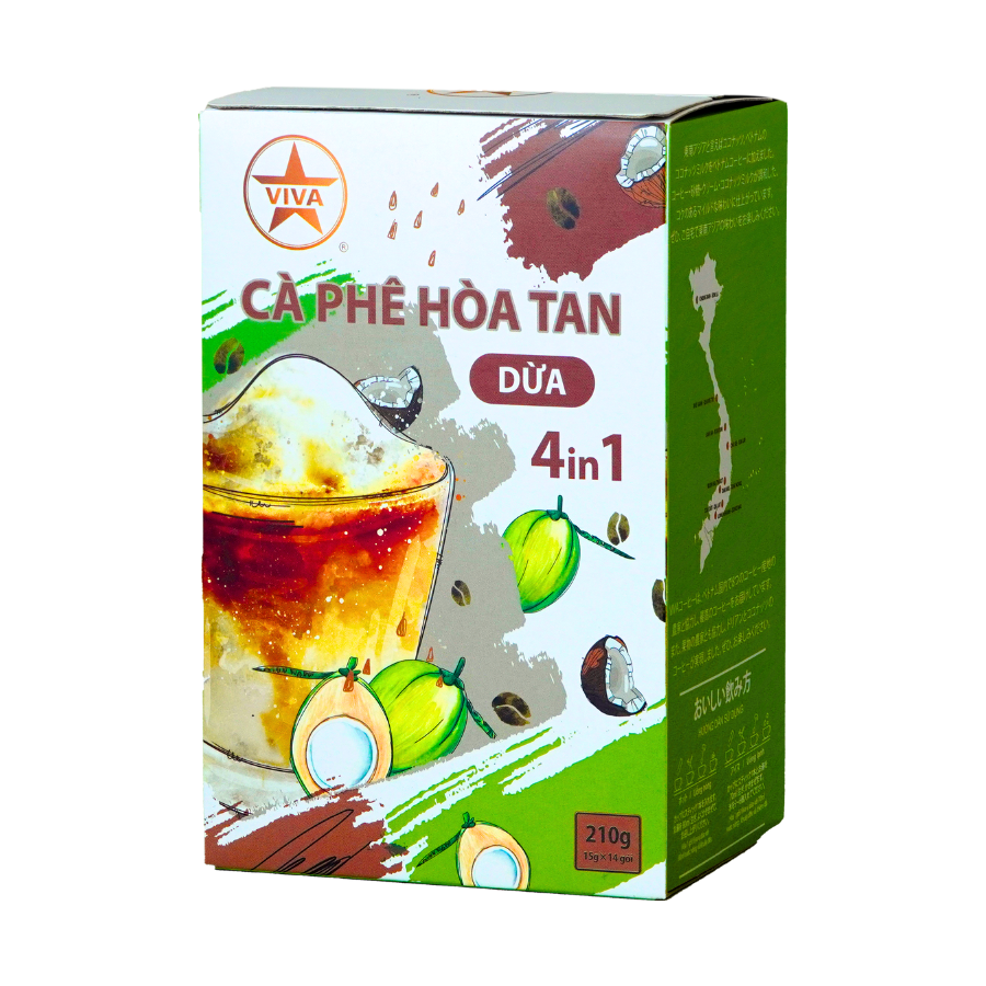 Alternative view of 4IN1 Instant Coffee – Coconut Flavor – Box of 14 Sachets X 20G