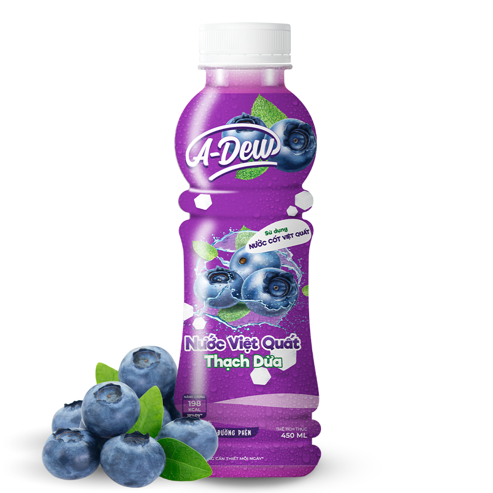 A-Dew Blueberry Drink with Coconut Jelly - 450ml Bottle
