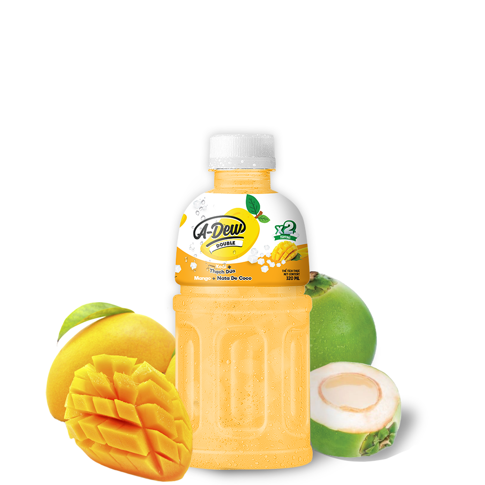 A-Dew Double Mango Drink with Coconut Jelly - 320ml Bottle