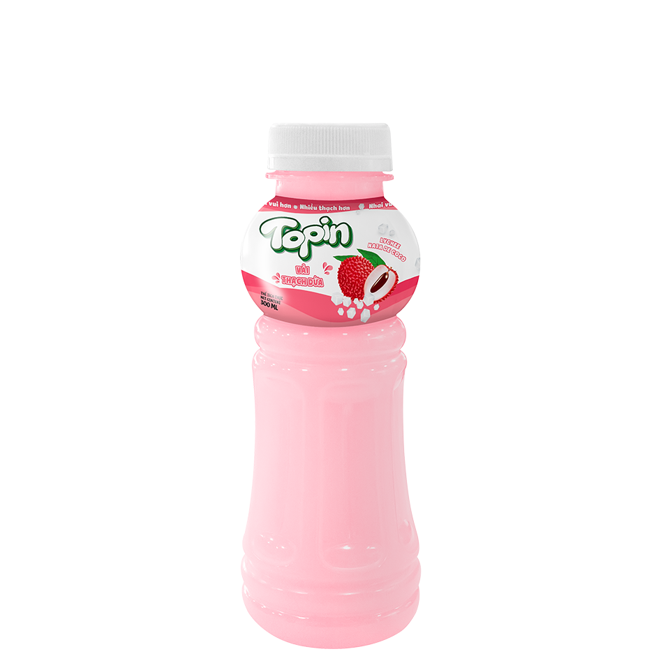 Topin Lychee Flavored Fruit Drink with Jelly - 300ml Bottle