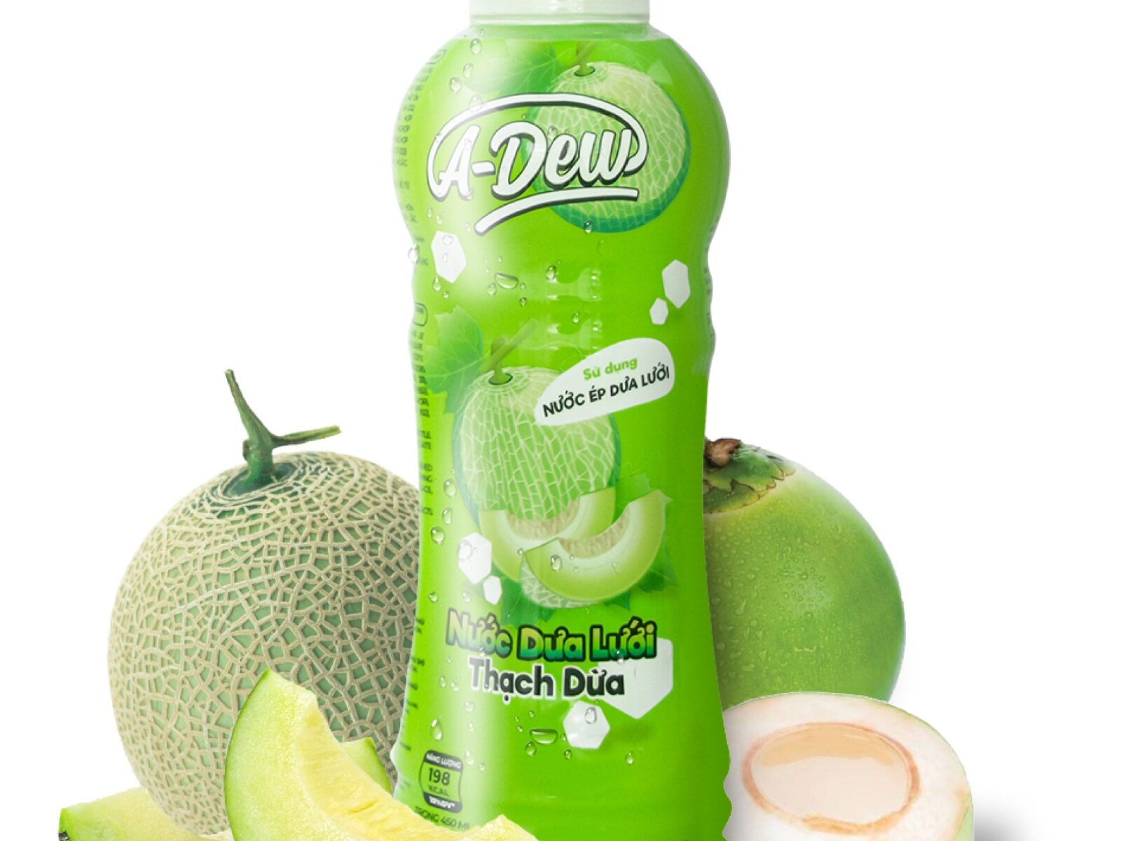 A-Dew Cantaloupe Drink with Coconut Jelly - 450ml Bottle