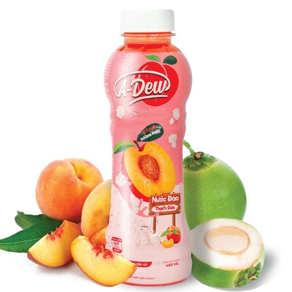 A-Dew Peach Drink with Coconut Jelly - 450ml